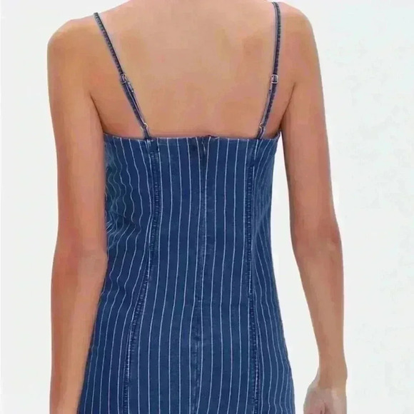 154. Pinstriped Denim Mini Dress - Picture 2 of 7